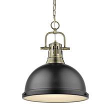  3602-L AB-BLK - Duncan 1 Light Pendant with Chain in Aged Brass with a Matte Black Shade